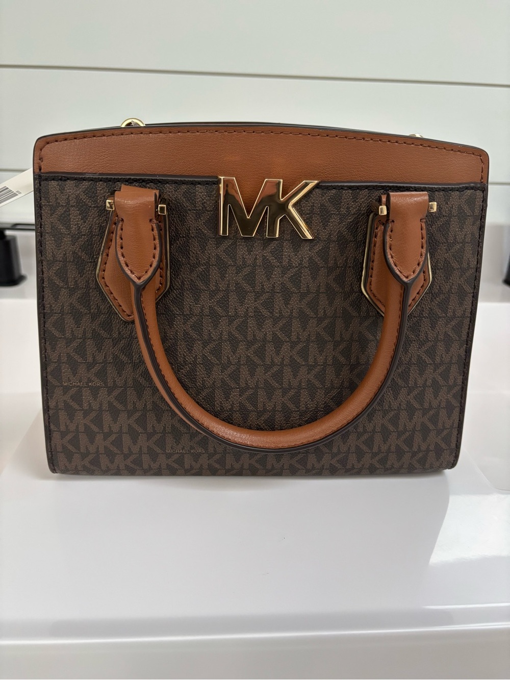 Michael Kors Cognac Leather Medium Messenger Bag with Gold Hardware